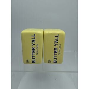 Paula Deen Butter Y'all Salt Pepper Shakers Butter Shaped Dinner Party Set 2.75"